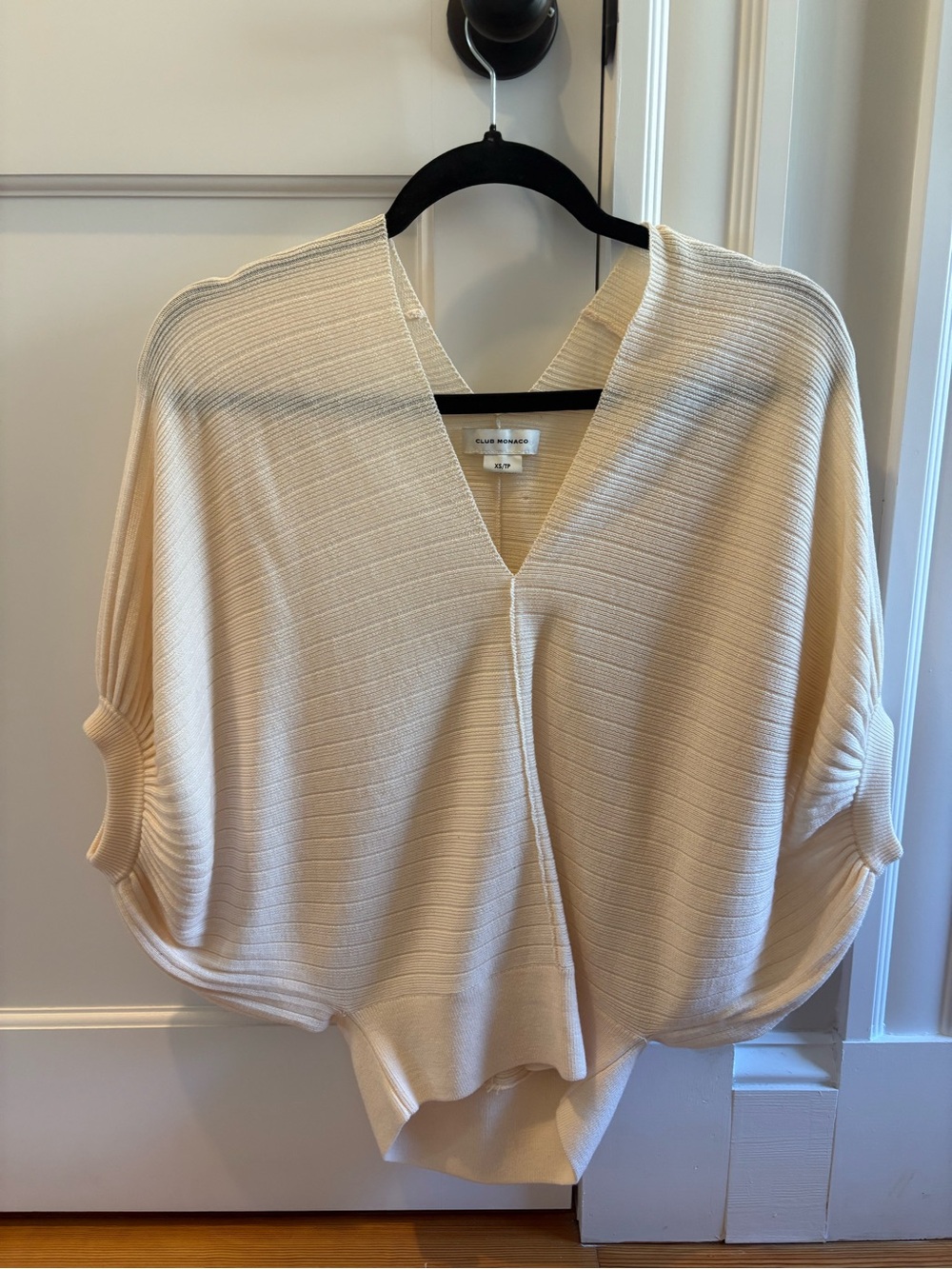Club Monaco Ivory Ribbed Batwing Sweater